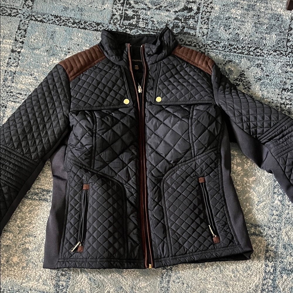 Quilted Black and Brown Utility Jacket - Picture 2 of 3